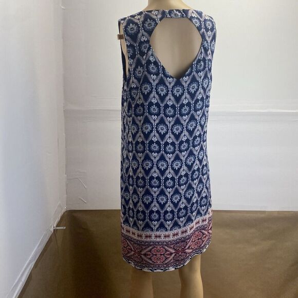 Pink Republic Women’s Sleeveless Navy Print Mini Dress Size Large Pre Owned - Picture 2 of 15